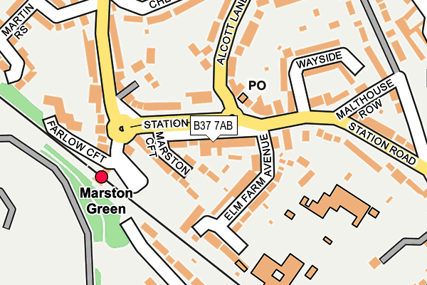 B37 7AB map - OS OpenMap – Local (Ordnance Survey)