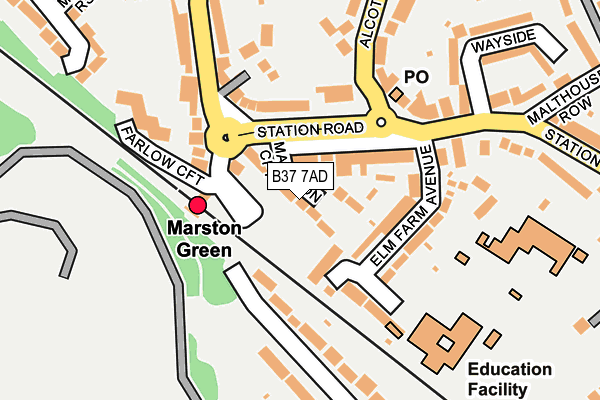 B37 7AD map - OS OpenMap – Local (Ordnance Survey)