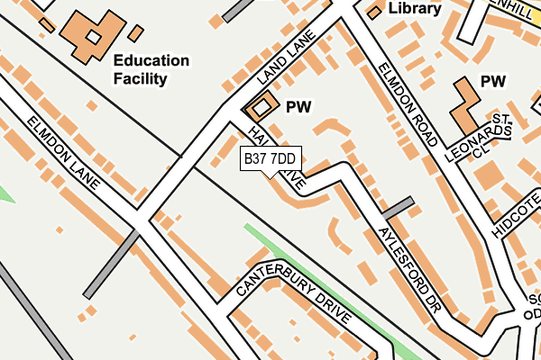 B37 7DD map - OS OpenMap – Local (Ordnance Survey)