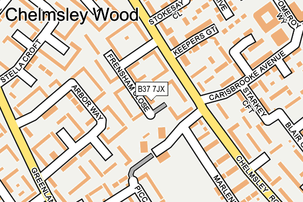 B37 7JX map - OS OpenMap – Local (Ordnance Survey)