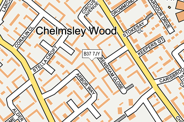 B37 7JY map - OS OpenMap – Local (Ordnance Survey)