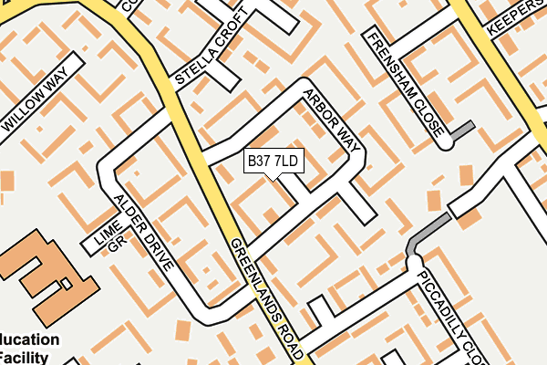B37 7LD map - OS OpenMap – Local (Ordnance Survey)