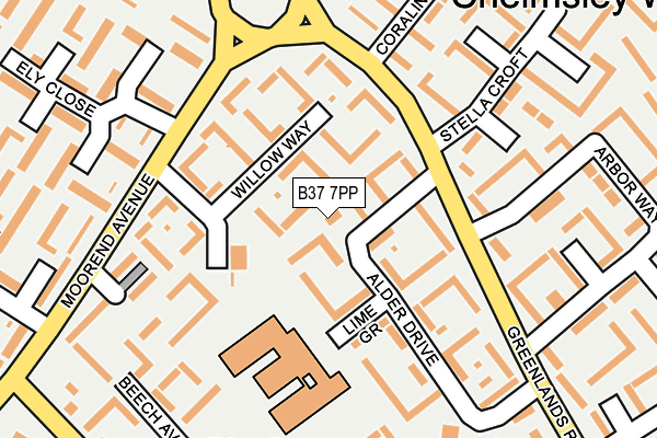B37 7PP map - OS OpenMap – Local (Ordnance Survey)