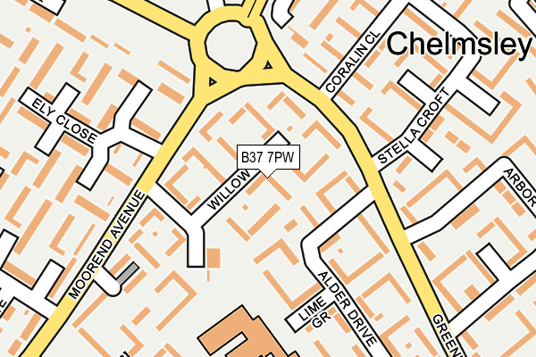 B37 7PW map - OS OpenMap – Local (Ordnance Survey)
