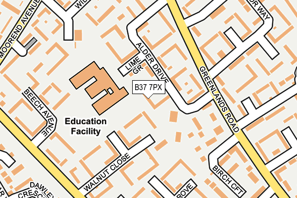 B37 7PX map - OS OpenMap – Local (Ordnance Survey)