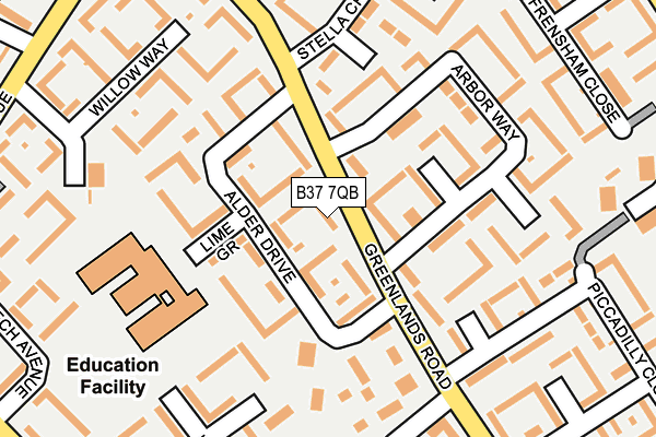 B37 7QB map - OS OpenMap – Local (Ordnance Survey)