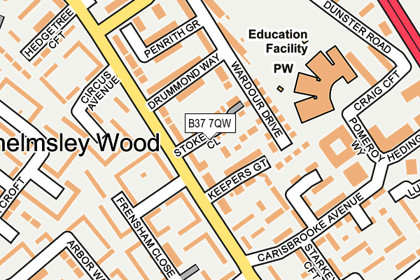 B37 7QW map - OS OpenMap – Local (Ordnance Survey)
