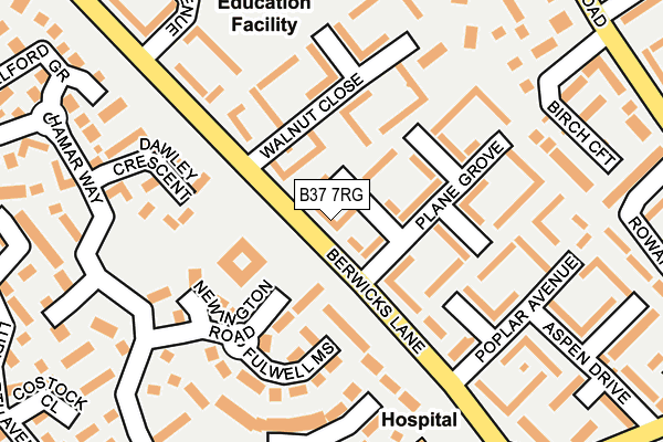 B37 7RG map - OS OpenMap – Local (Ordnance Survey)