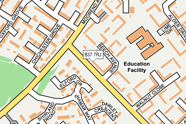 B37 7RJ map - OS OpenMap – Local (Ordnance Survey)