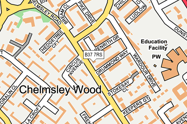 B37 7RS map - OS OpenMap – Local (Ordnance Survey)