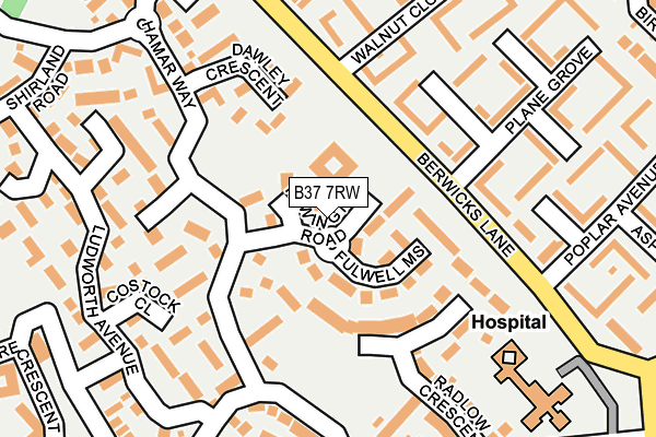 B37 7RW map - OS OpenMap – Local (Ordnance Survey)