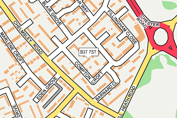 B37 7ST map - OS OpenMap – Local (Ordnance Survey)