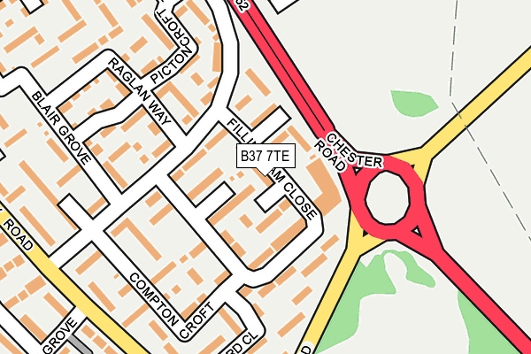 B37 7TE map - OS OpenMap – Local (Ordnance Survey)