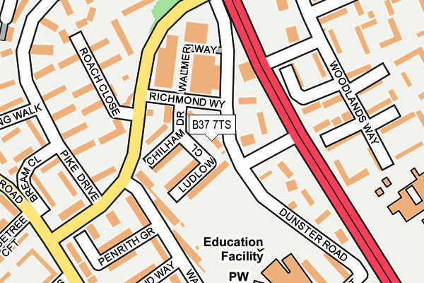 B37 7TS map - OS OpenMap – Local (Ordnance Survey)