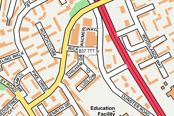 B37 7TT map - OS OpenMap – Local (Ordnance Survey)