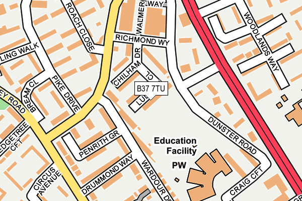 B37 7TU map - OS OpenMap – Local (Ordnance Survey)