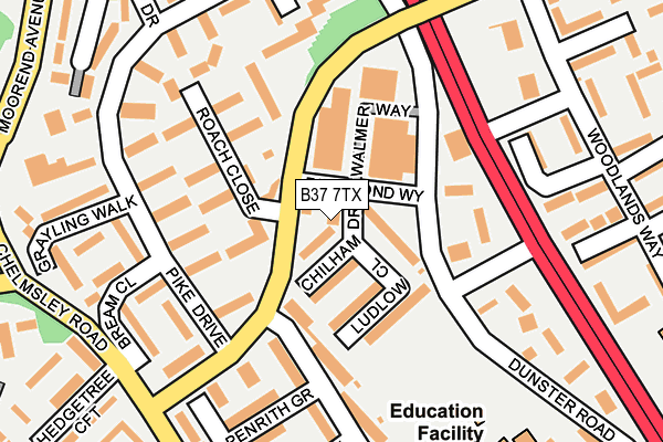 B37 7TX map - OS OpenMap – Local (Ordnance Survey)