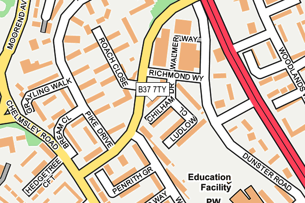 B37 7TY map - OS OpenMap – Local (Ordnance Survey)