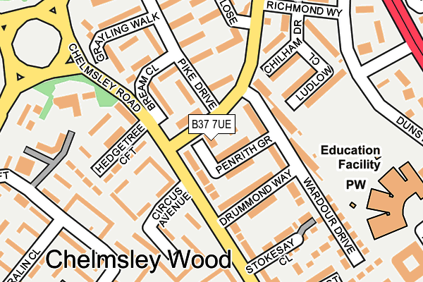 B37 7UE map - OS OpenMap – Local (Ordnance Survey)