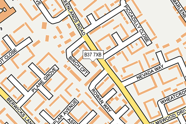 B37 7XB map - OS OpenMap – Local (Ordnance Survey)