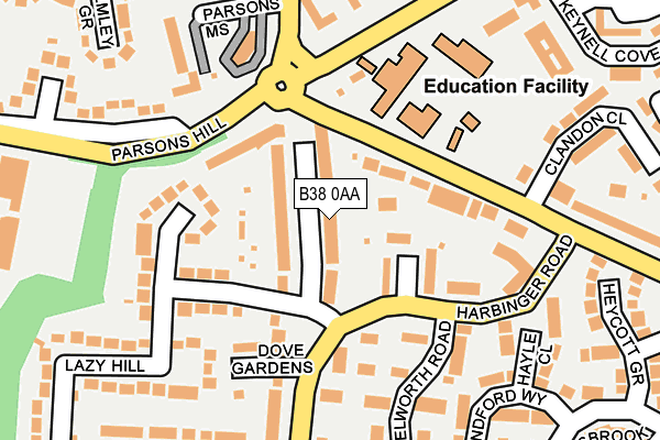 B38 0AA map - OS OpenMap – Local (Ordnance Survey)