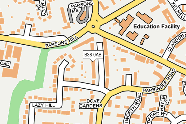 B38 0AB map - OS OpenMap – Local (Ordnance Survey)