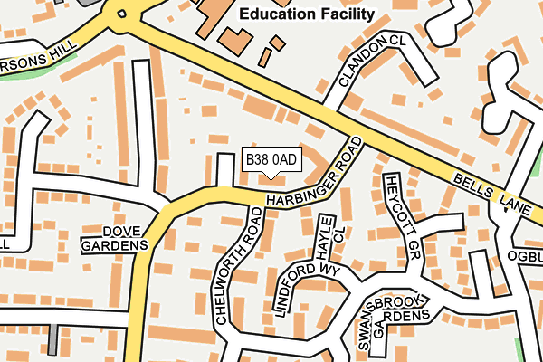 B38 0AD map - OS OpenMap – Local (Ordnance Survey)