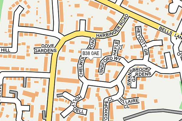 B38 0AE map - OS OpenMap – Local (Ordnance Survey)