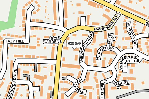 B38 0AF map - OS OpenMap – Local (Ordnance Survey)