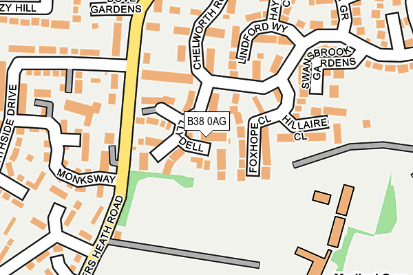 B38 0AG map - OS OpenMap – Local (Ordnance Survey)