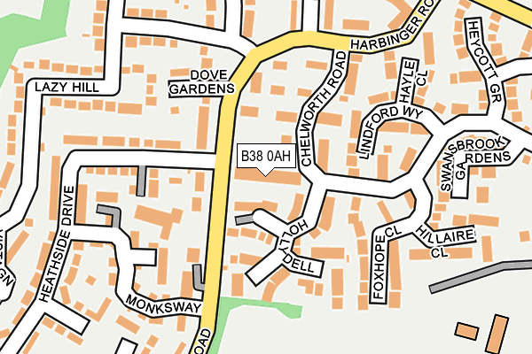 B38 0AH map - OS OpenMap – Local (Ordnance Survey)