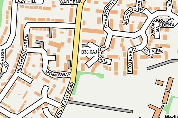 B38 0AJ map - OS OpenMap – Local (Ordnance Survey)