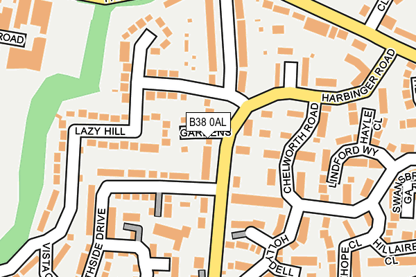 B38 0AL map - OS OpenMap – Local (Ordnance Survey)