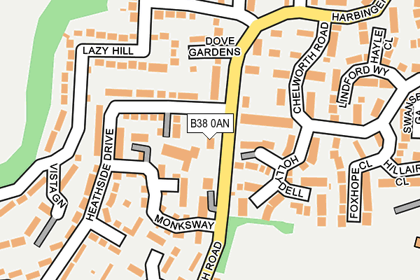 B38 0AN map - OS OpenMap – Local (Ordnance Survey)