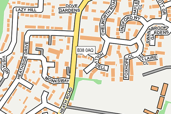 B38 0AQ map - OS OpenMap – Local (Ordnance Survey)