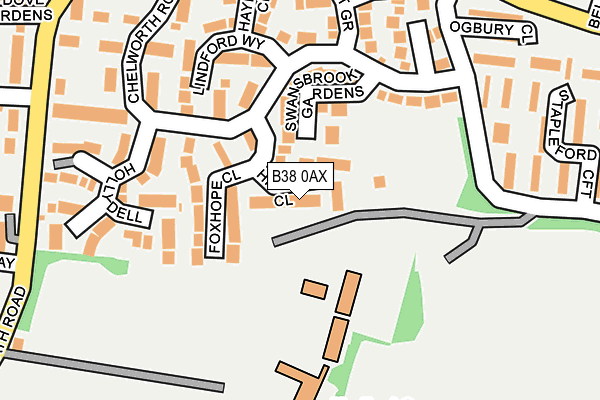 B38 0AX map - OS OpenMap – Local (Ordnance Survey)