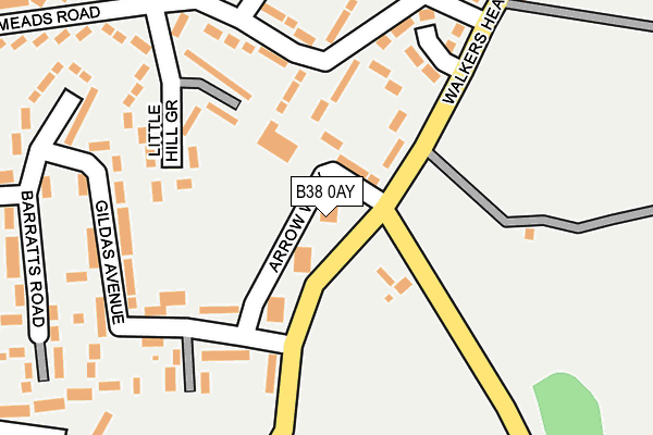 B38 0AY map - OS OpenMap – Local (Ordnance Survey)