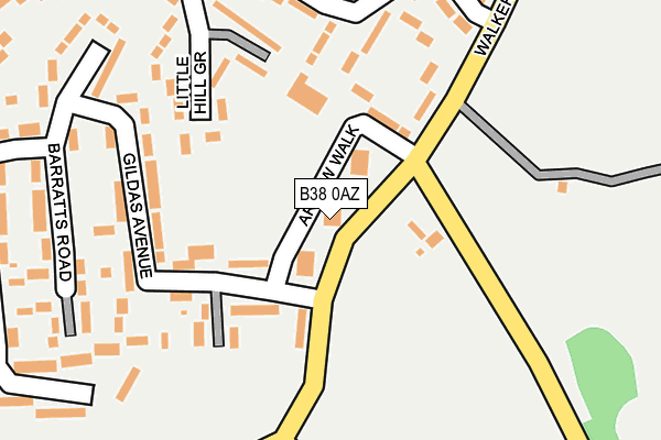 B38 0AZ map - OS OpenMap – Local (Ordnance Survey)