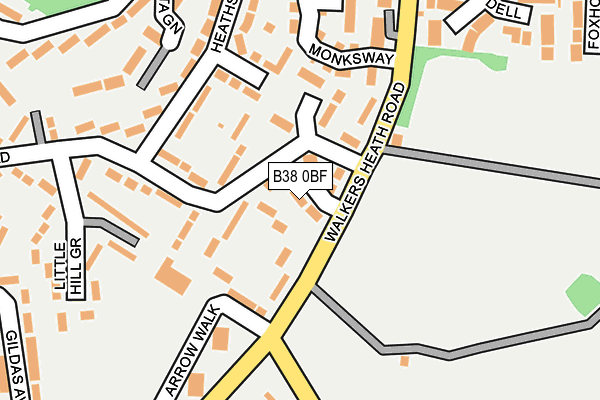 B38 0BF map - OS OpenMap – Local (Ordnance Survey)