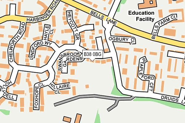 B38 0BG map - OS OpenMap – Local (Ordnance Survey)