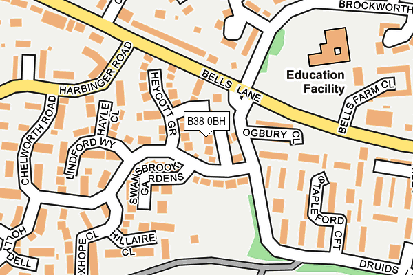 B38 0BH map - OS OpenMap – Local (Ordnance Survey)