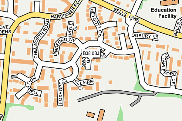 B38 0BJ map - OS OpenMap – Local (Ordnance Survey)