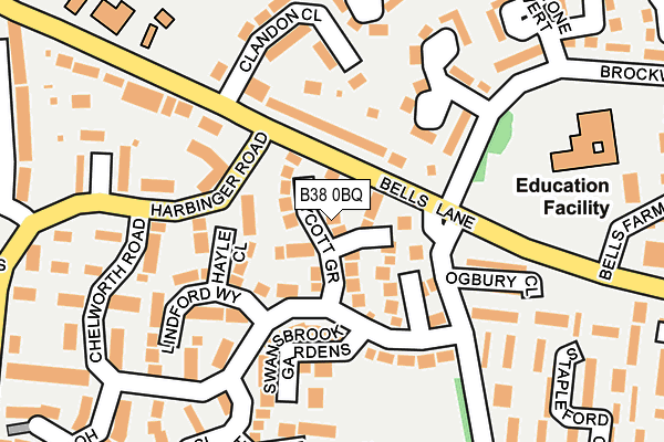 B38 0BQ map - OS OpenMap – Local (Ordnance Survey)