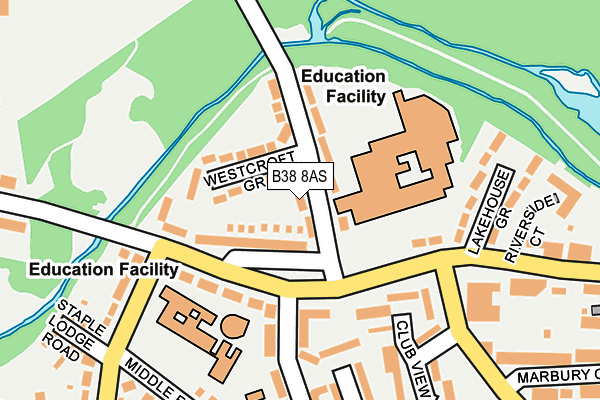 B38 8AS map - OS OpenMap – Local (Ordnance Survey)