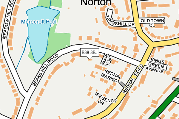 B38 8BJ map - OS OpenMap – Local (Ordnance Survey)