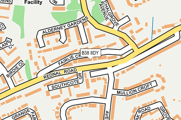 B38 8DY map - OS OpenMap – Local (Ordnance Survey)