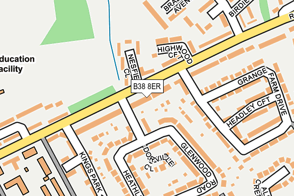 B38 8ER map - OS OpenMap – Local (Ordnance Survey)