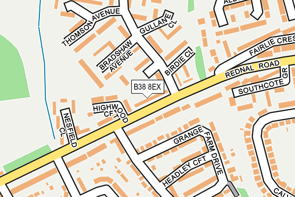 B38 8EX map - OS OpenMap – Local (Ordnance Survey)