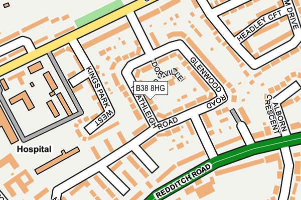 B38 8HG map - OS OpenMap – Local (Ordnance Survey)