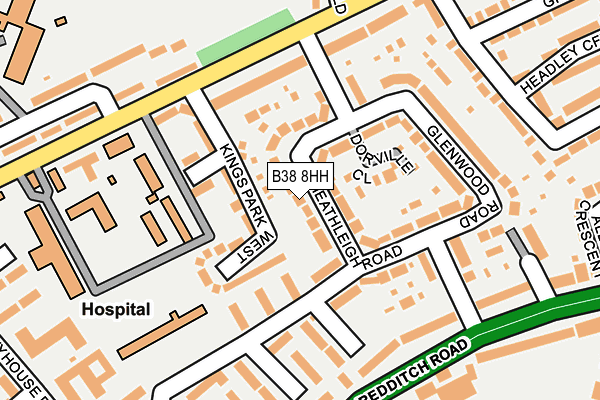 B38 8HH map - OS OpenMap – Local (Ordnance Survey)